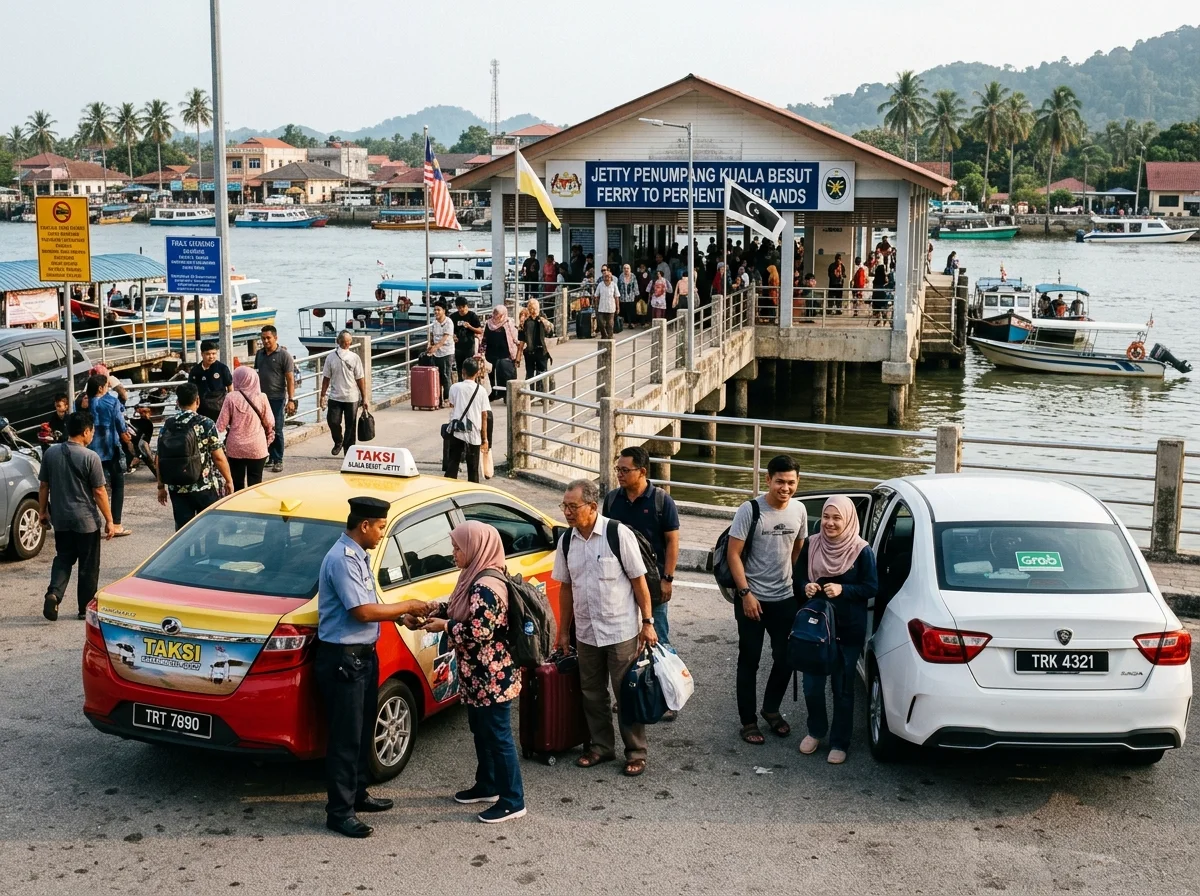 Teksi dan Grab di kawasan Jeti Kuala Besut