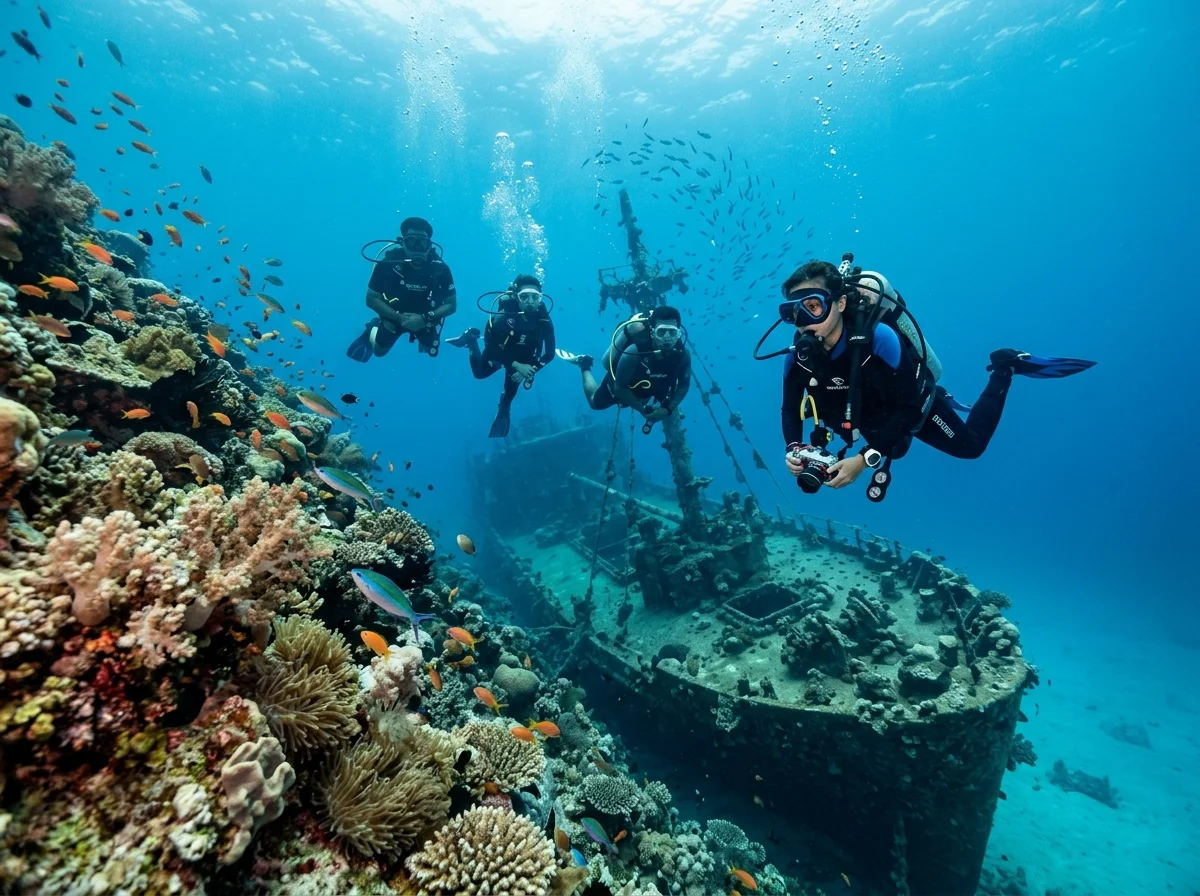 Menyelam di tapak selam dan bangkai kapal Perhentian