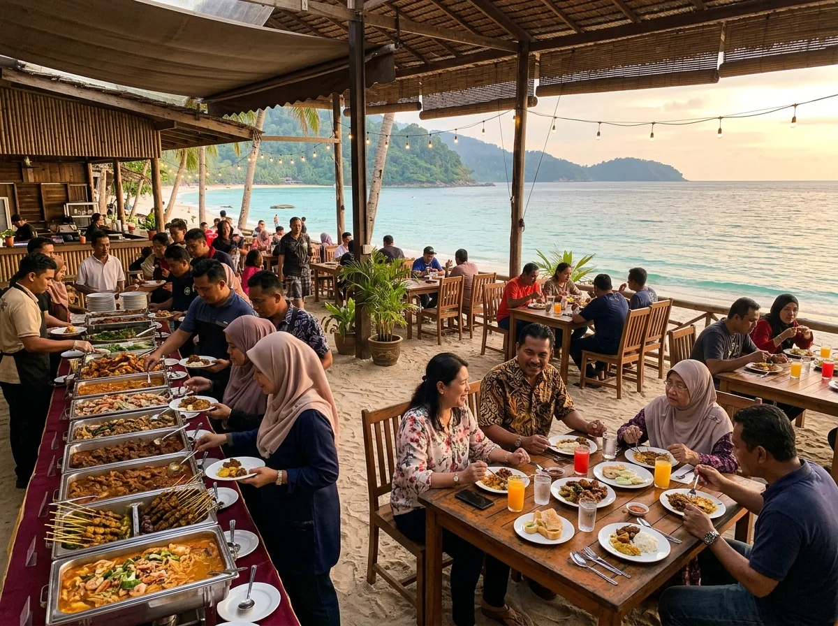 Hidangan tepi pantai di resort pulau Perhentian