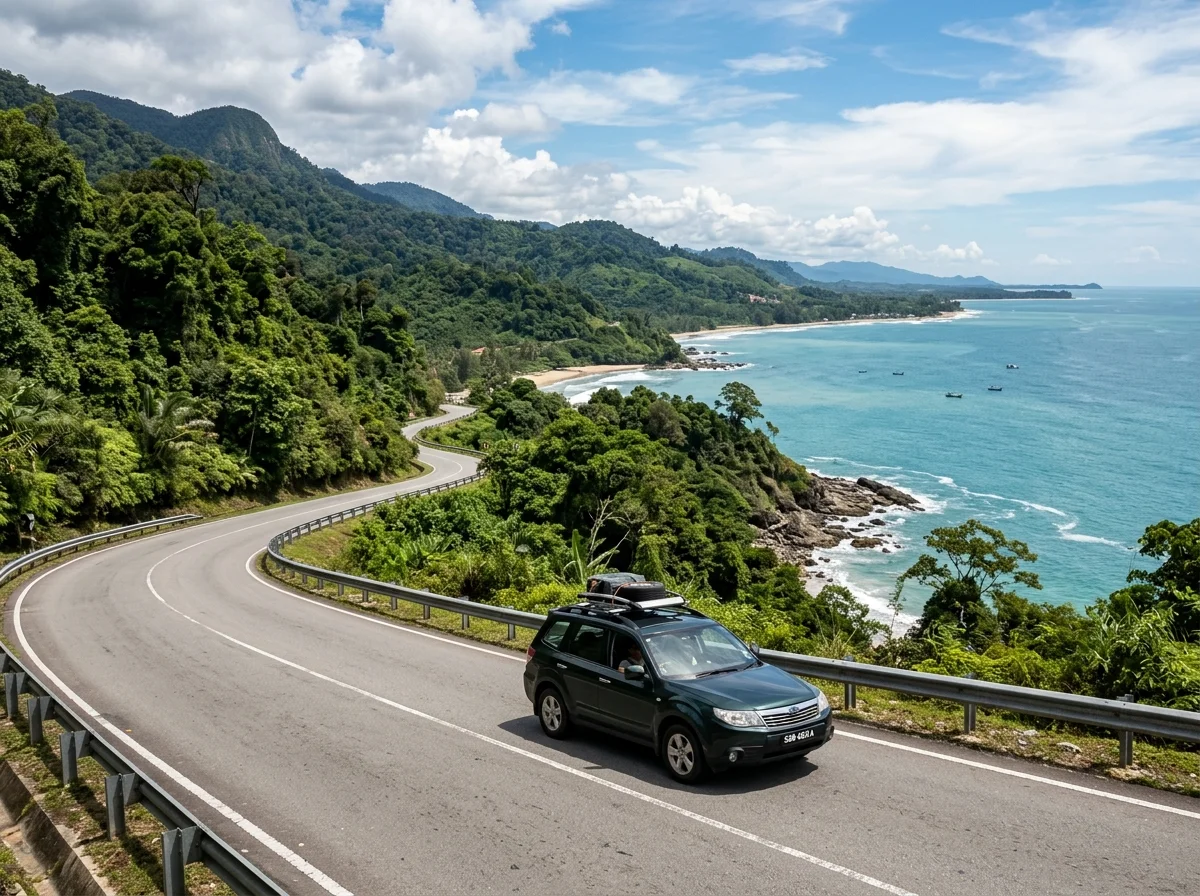 Memandu di lebuhraya pantai dari KK ke Kudat