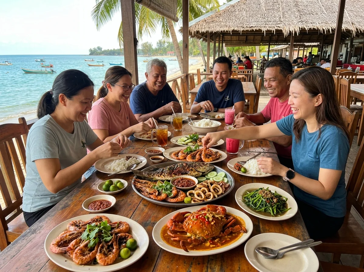 Hidangan makanan laut segar di Kudat