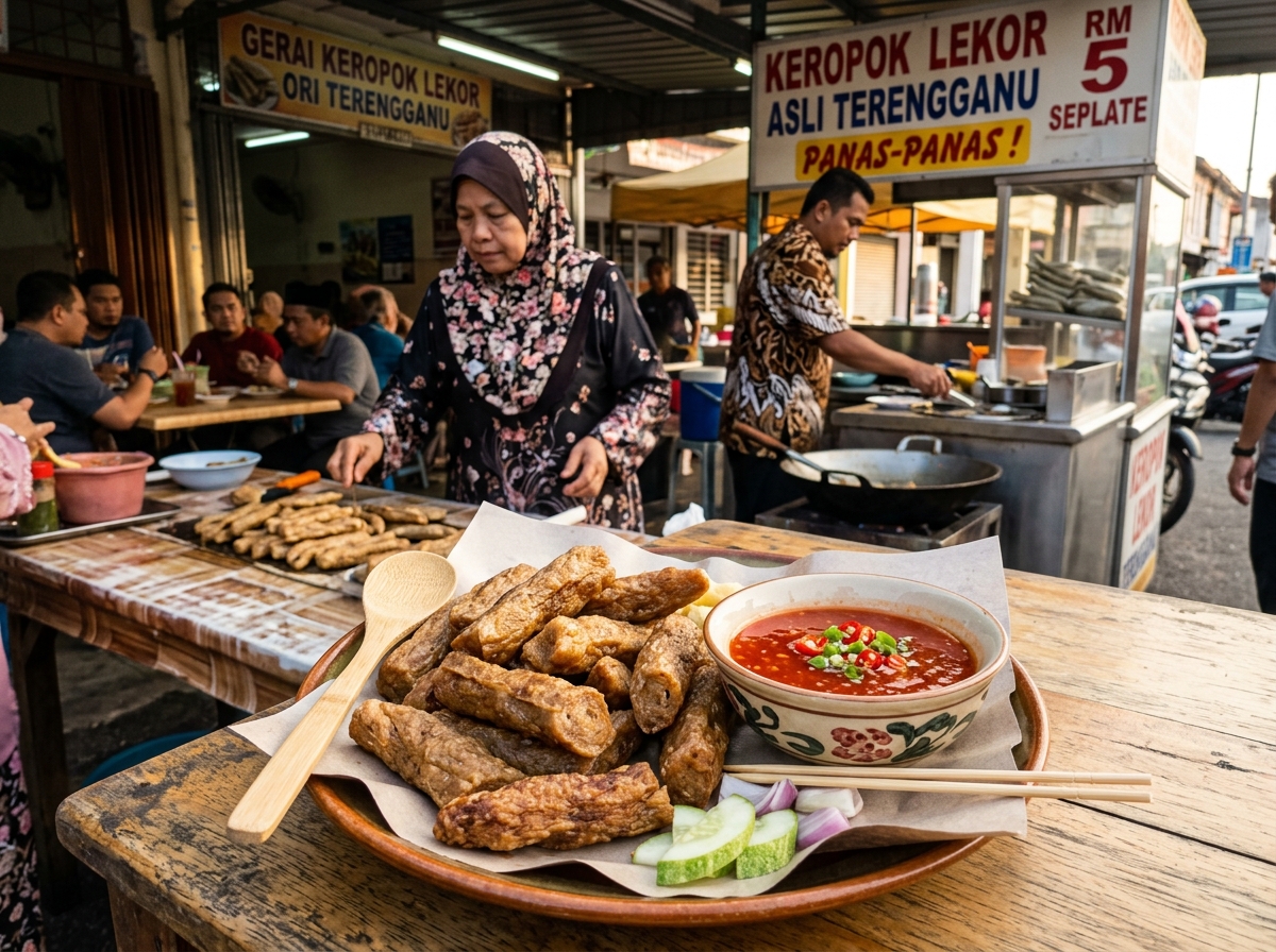 Keropok Lekor goreng dan kukus Terengganu