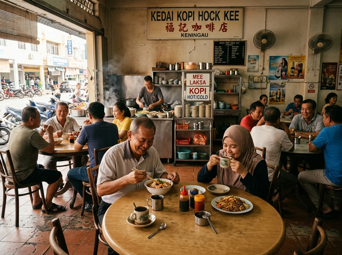 Kedai kopi dan gerai di pusat bandar Keningau