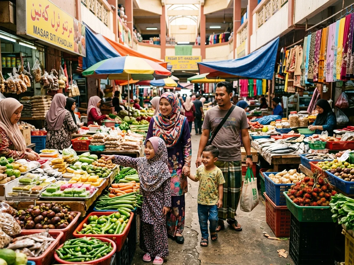 Kanak-kanak menikmati warna-warni Pasar Siti Khadijah Kota Bharu