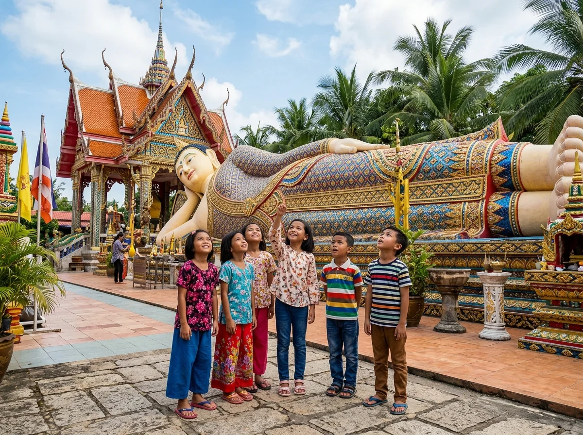 Patung Buddha berbaring gergasi di Tumpat yang memukau kanak-kanak