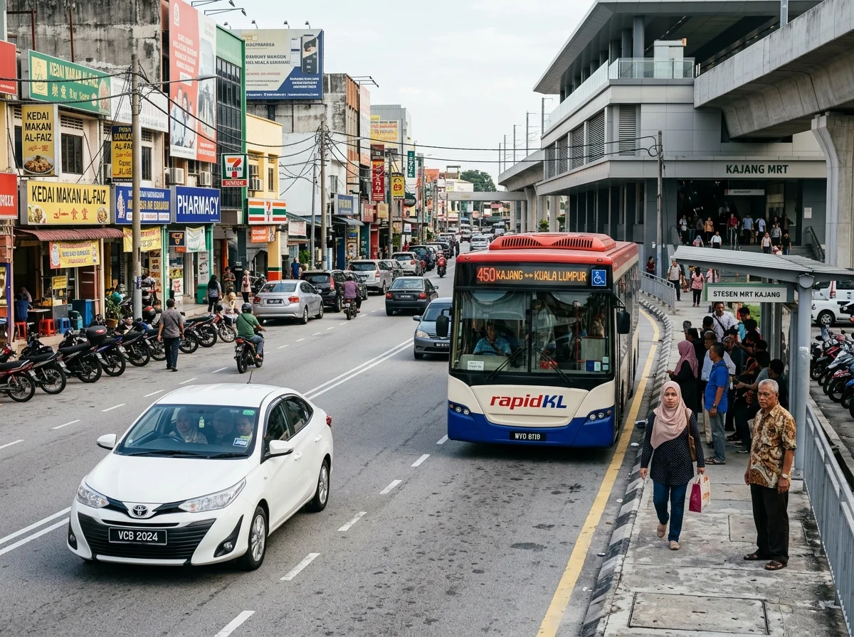 Grab dan bas tempatan di bandar Kajang