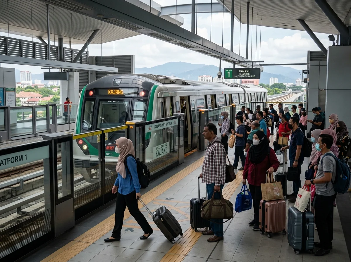 Tren MRT tiba di stesen Kajang terminus selatan