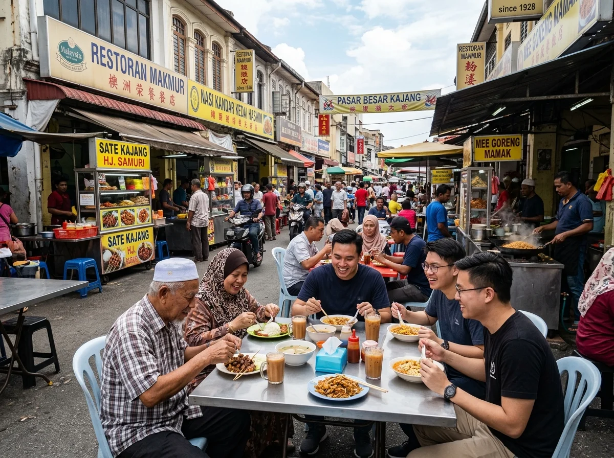 Gerai makanan di pekan lama dan Pasar Besar Kajang