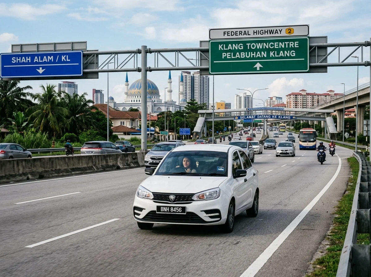 Kereta di Lebuhraya Persekutuan menuju Klang