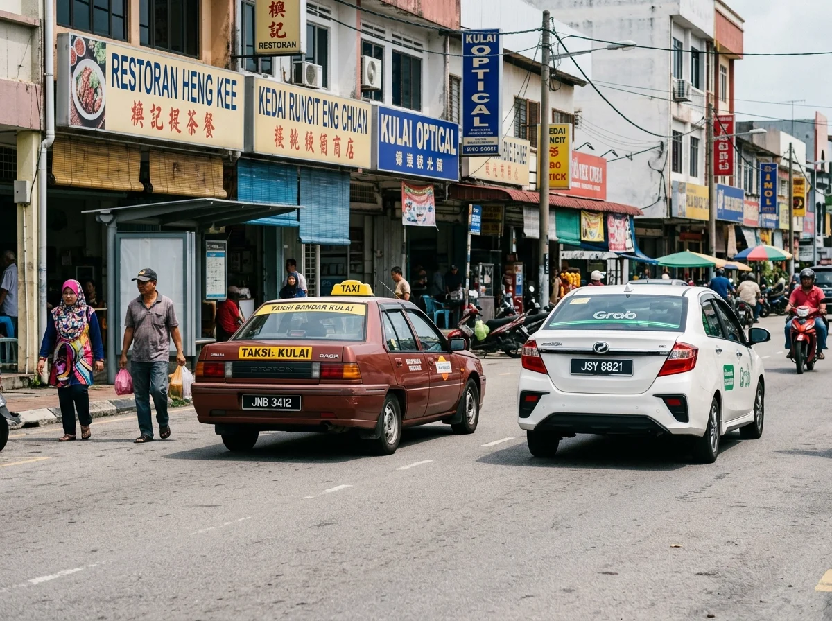 Grab dan teksi tempatan di bandar Kulai