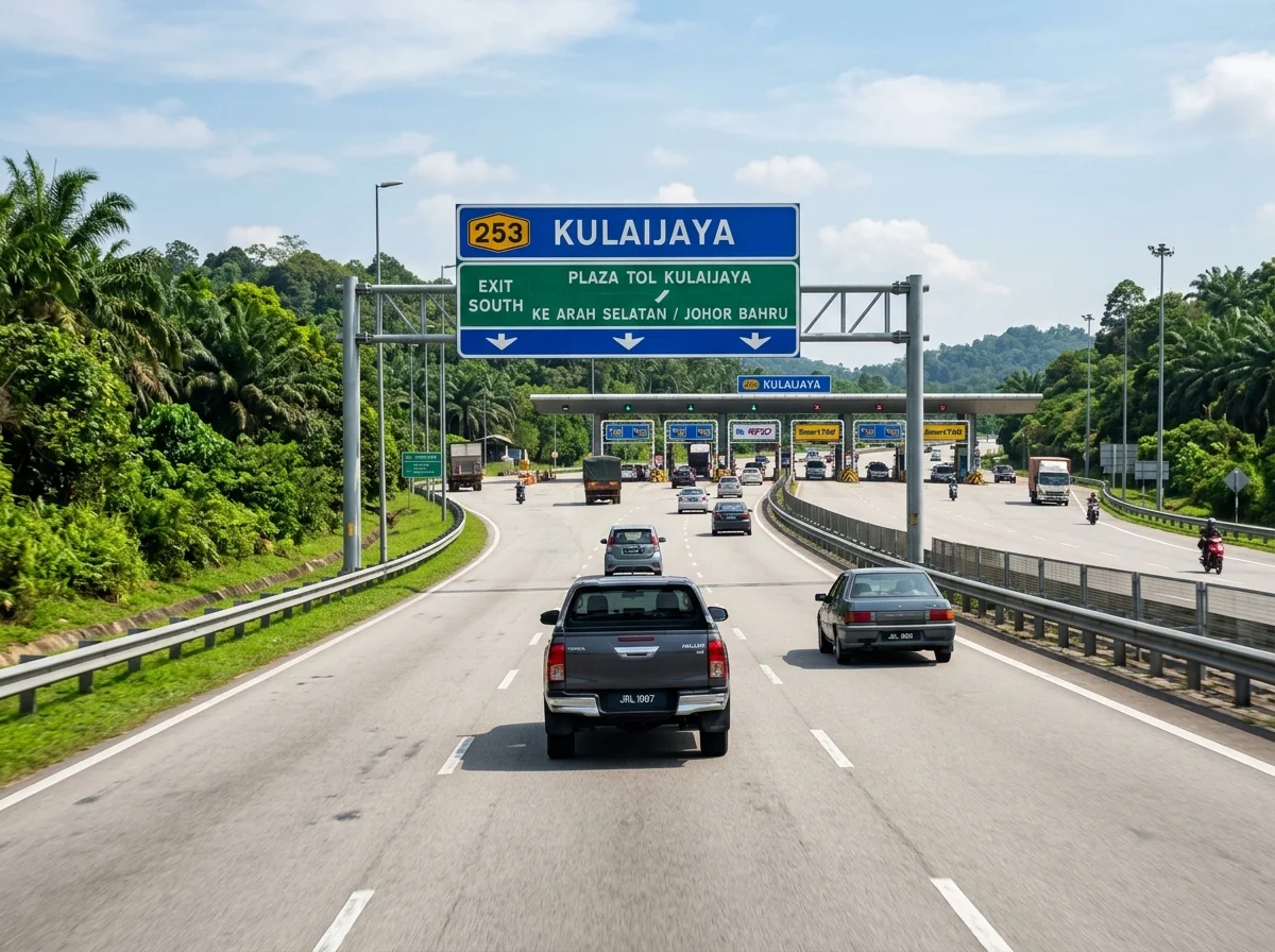 Kereta menuju Exit 253 Kulaijaya di Lebuhraya Utara-Selatan