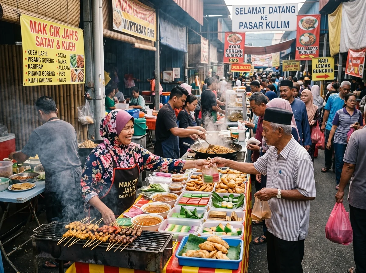 Gerai makanan di pasar pekan Kulim