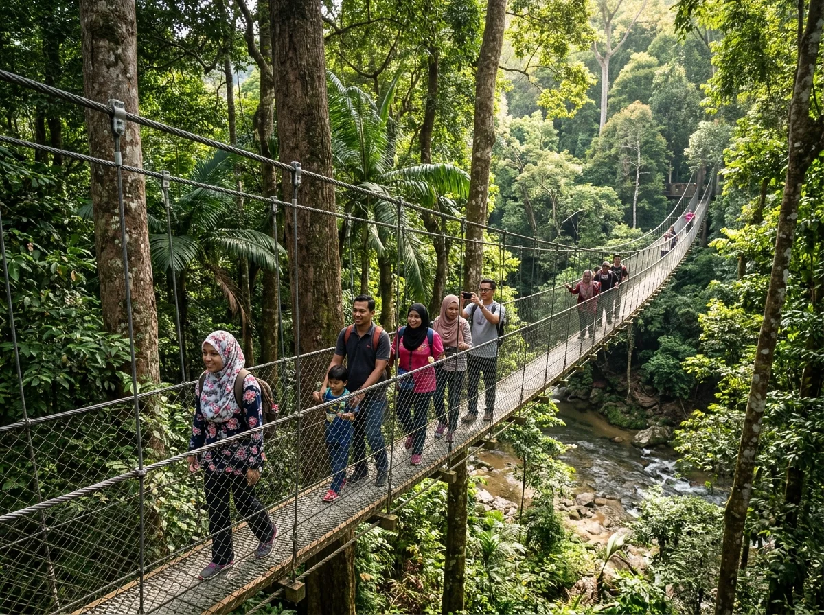 Laluan kanopi Tree Top Walk Sungai Sedim di Kulim