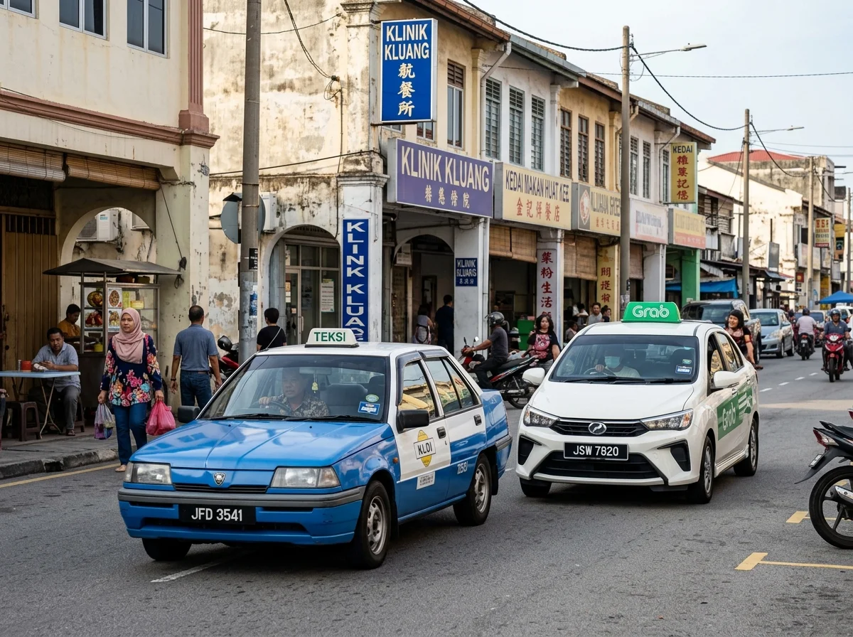Grab dan teksi tempatan di bandar Kluang