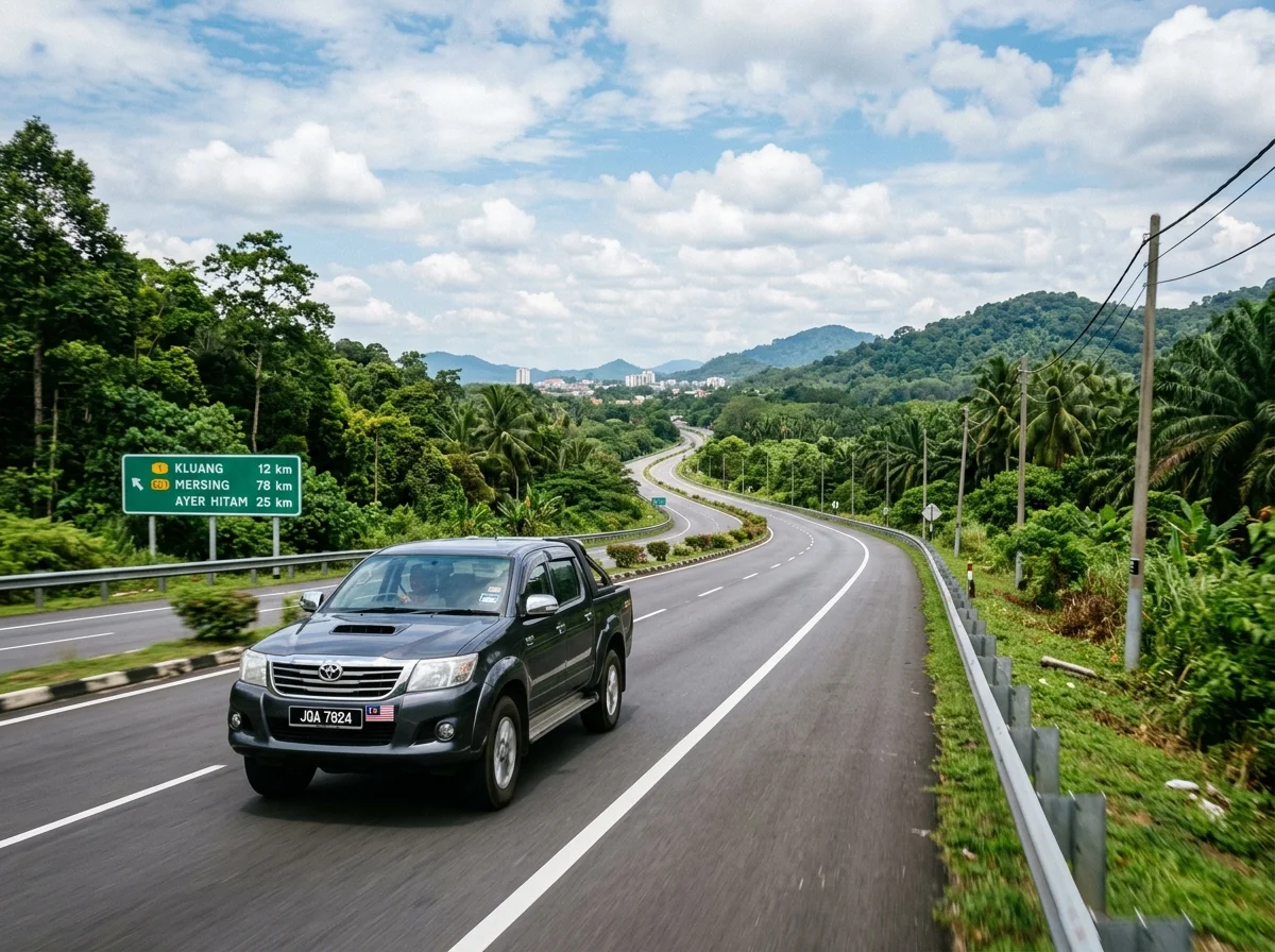 Memandu ke Kluang melalui jalan luar bandar Johor