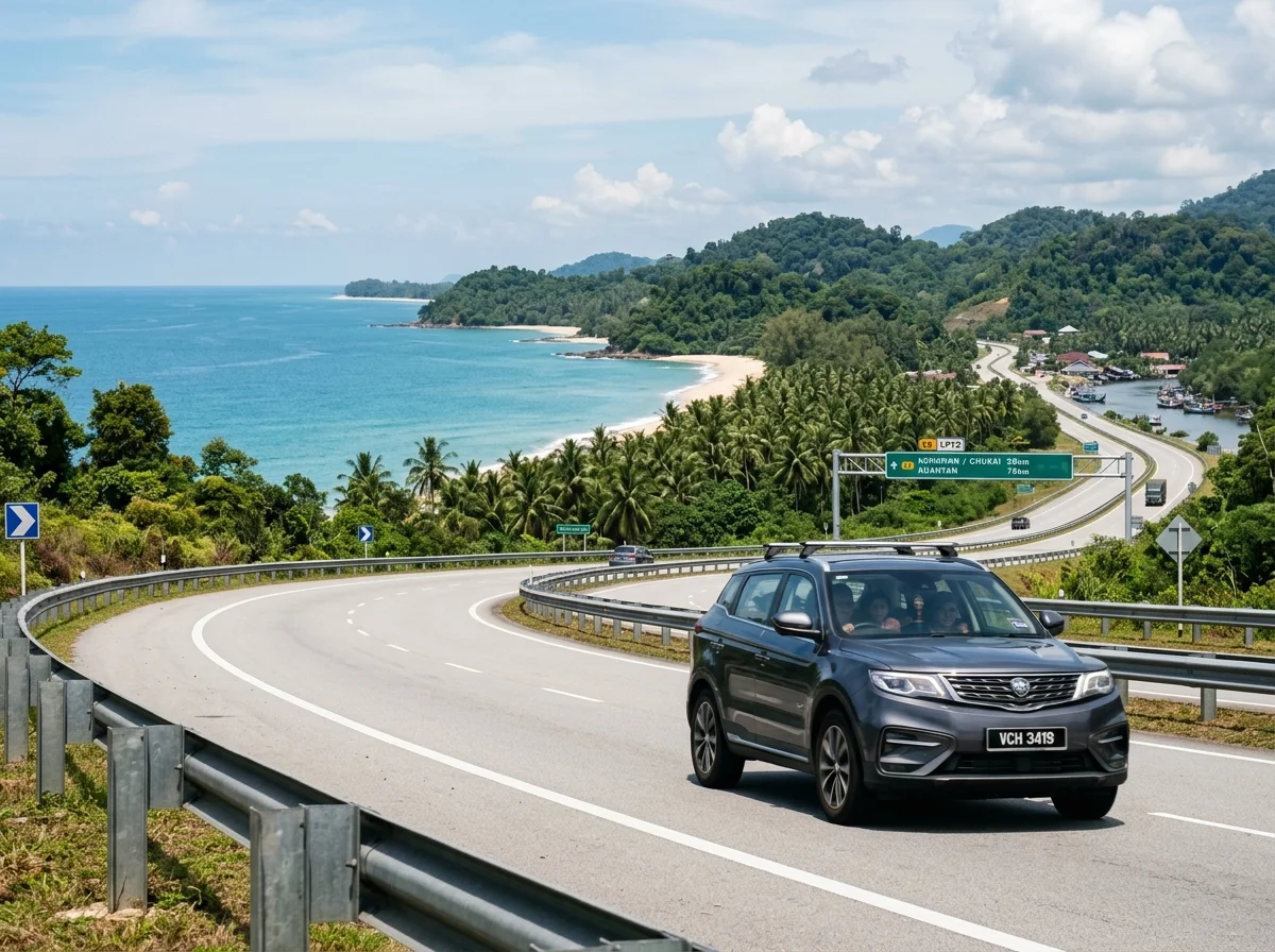 Memandu ke Kemaman melalui Lebuhraya Pantai Timur LPT2