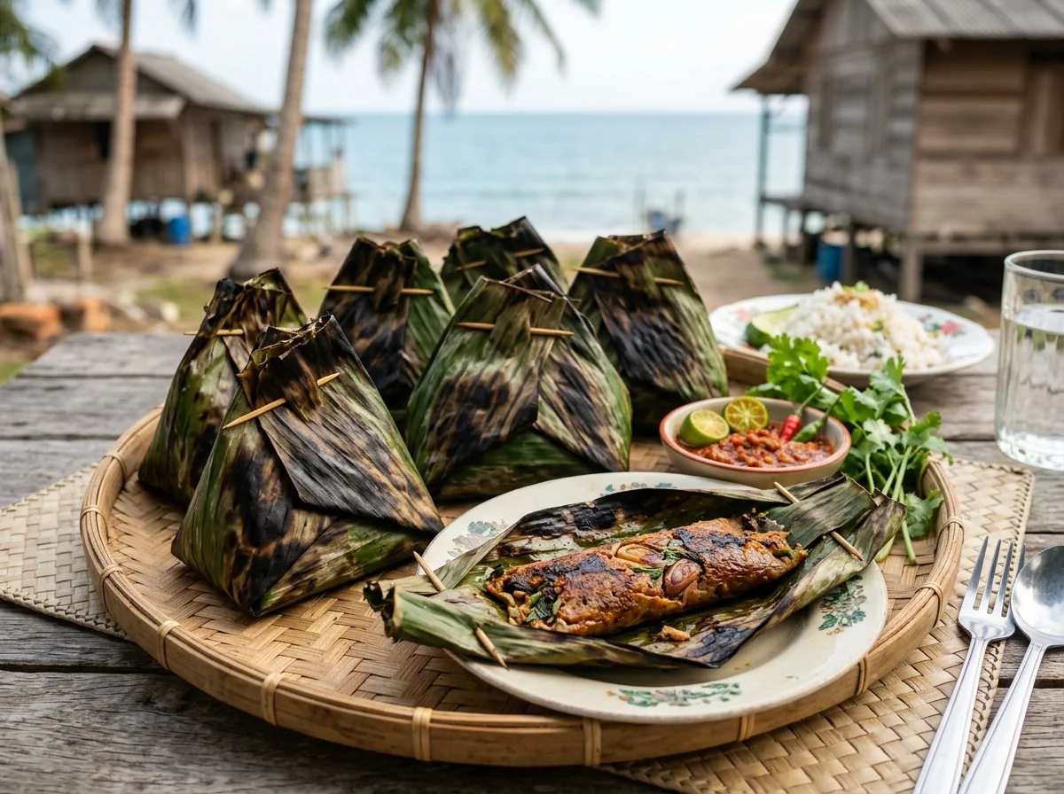 Satar dibakar dalam daun pisang