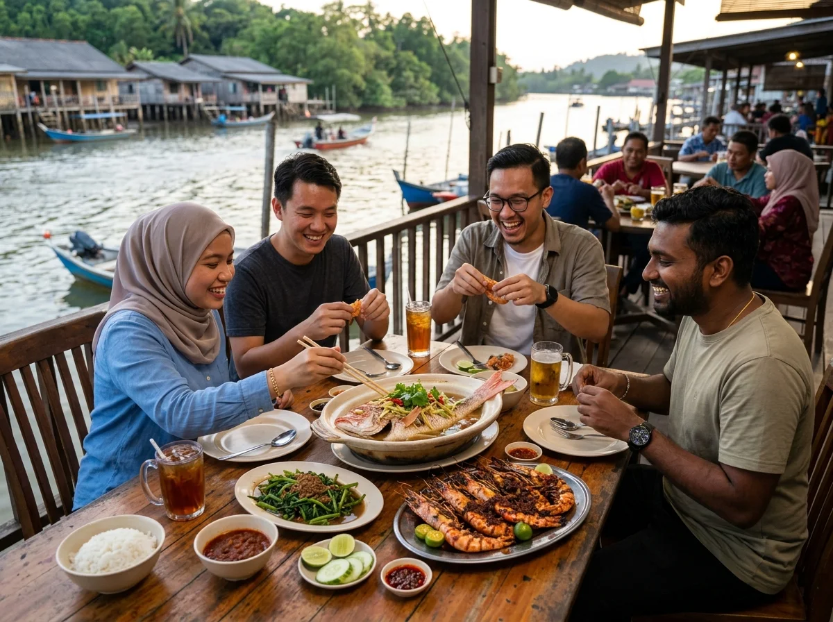 Hidangan makanan laut segar di Kuala Kemaman