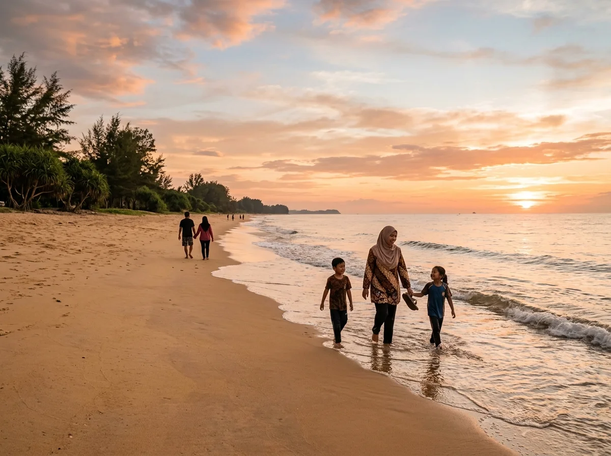 Pemandangan senja di Pantai Geliga Kemaman