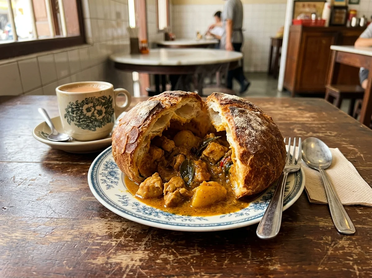 Roti kari ayam Kampar yang berinti kari
