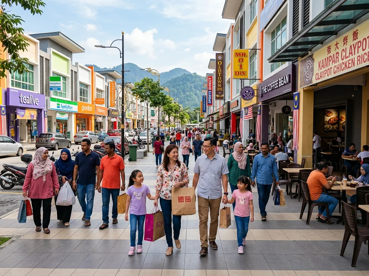 Kawasan beli-belah moden di Bandar Baru Kampar