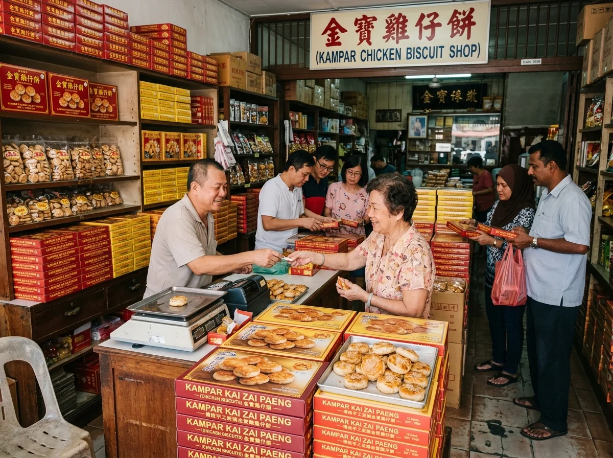 Kedai biskut ayam Kampar untuk buah tangan