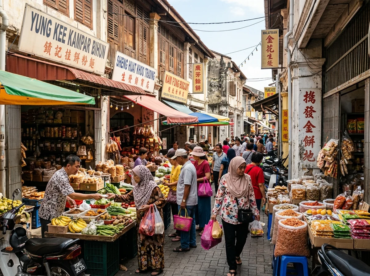 Pasar dan gerai tradisional di Pekan Lama Kampar