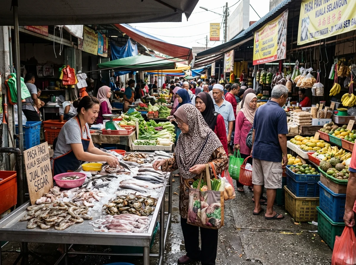 Pasar dan gerai keperluan harian di pekan Kuala Selangor