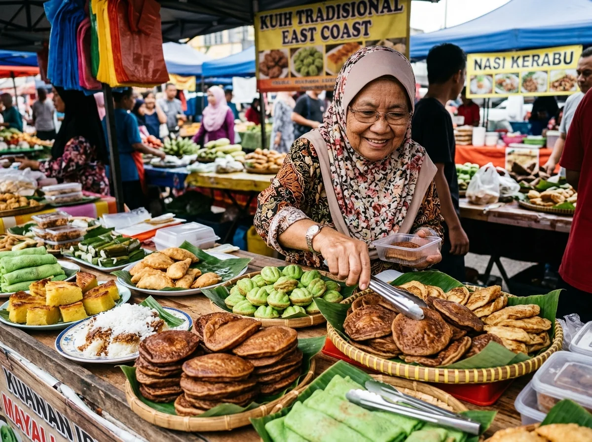 Akok dan kuih tradisional pantai timur di pasar Kuantan