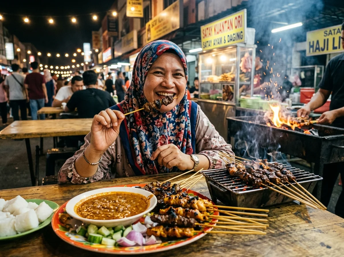 Satay bakar dengan kuah kacang di Kuantan