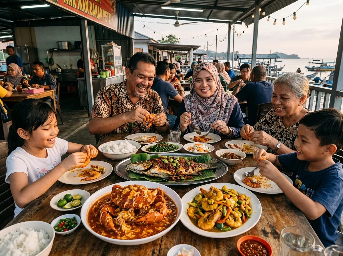 Hidangan makanan laut segar di Tanjung Lumpur Kuantan
