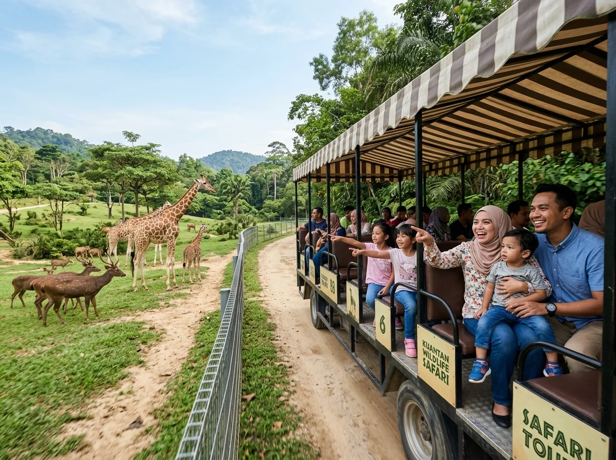 Taman safari Bukit Gambang dengan tram dan haiwan