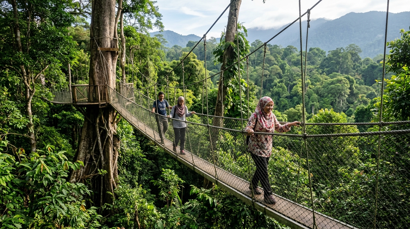 Canopy walkway di Poring Hot Springs Sabah