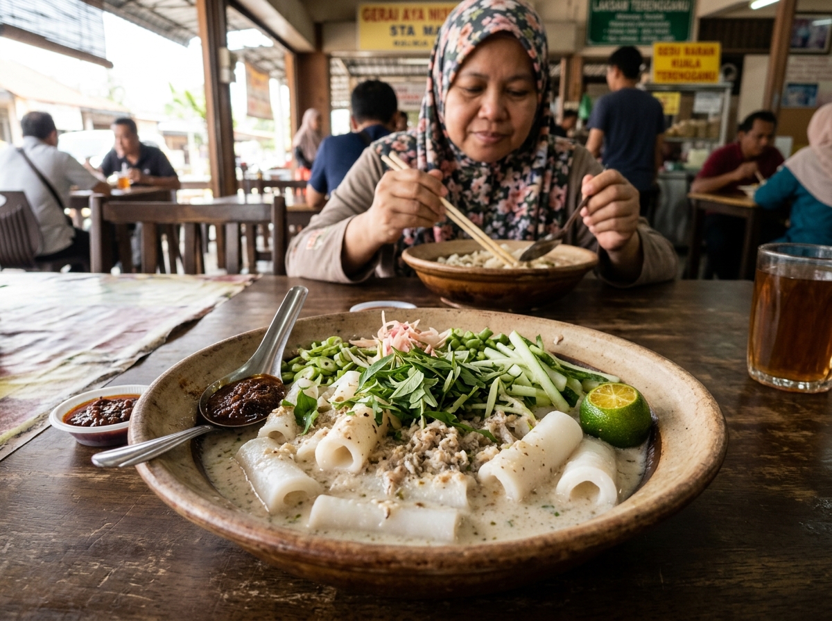 Laksam Terengganu dengan kuah kelapa yang pekat