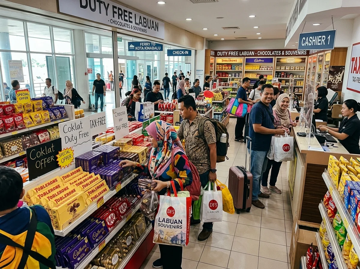 Kedai bebas cukai dekat terminal feri Labuan