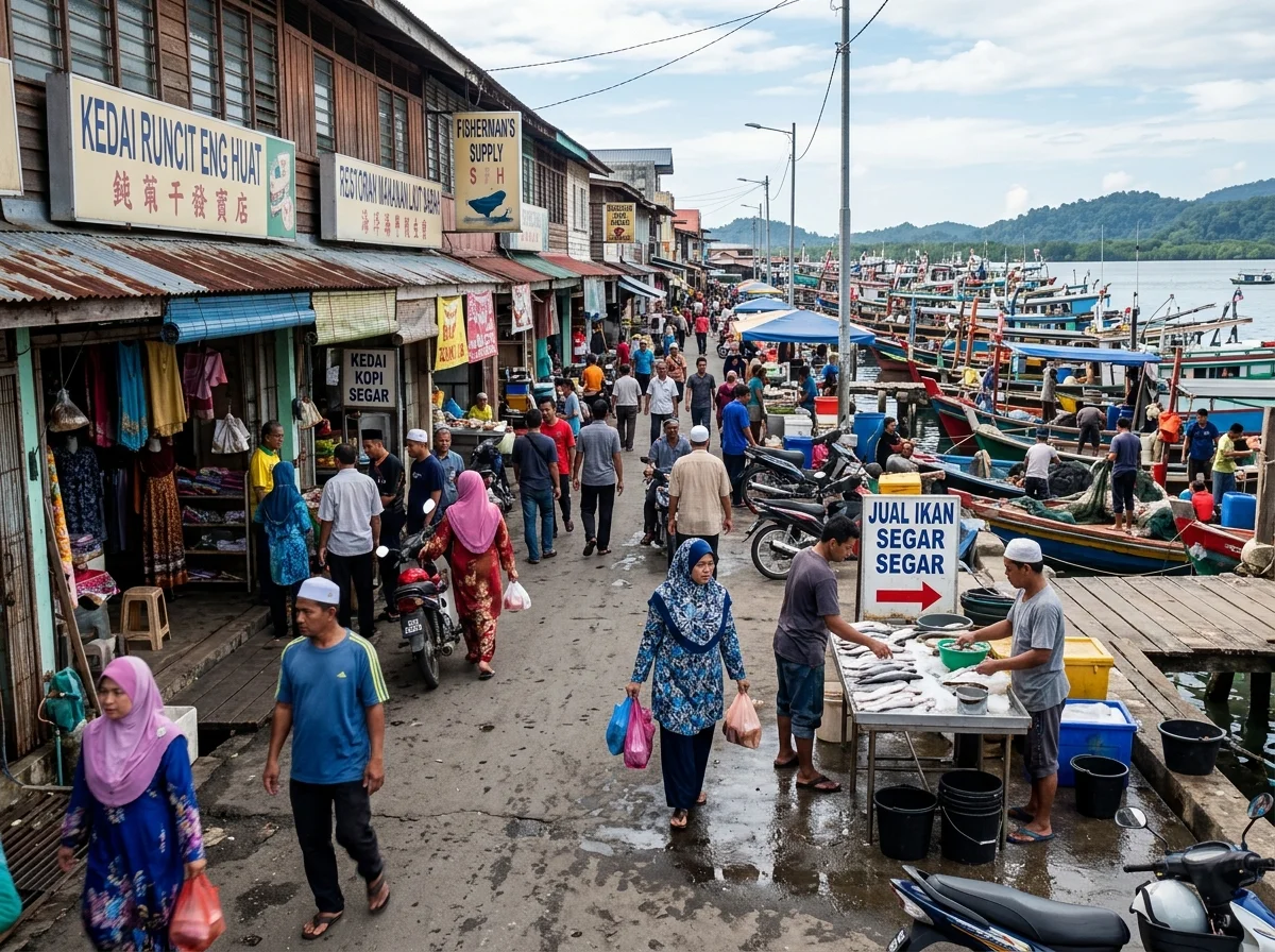 Suasana bandar nelayan dan pekan Lahad Datu