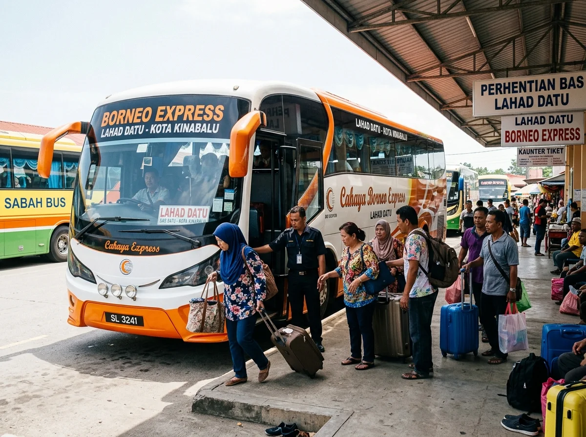 Bas ekspres di perhentian Lahad Datu