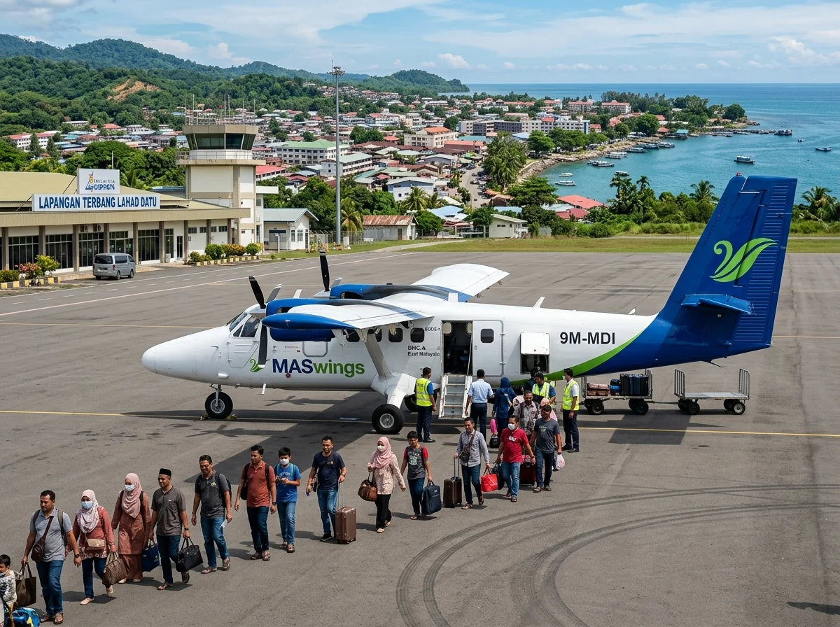 Pesawat MASwings di Lapangan Terbang Lahad Datu