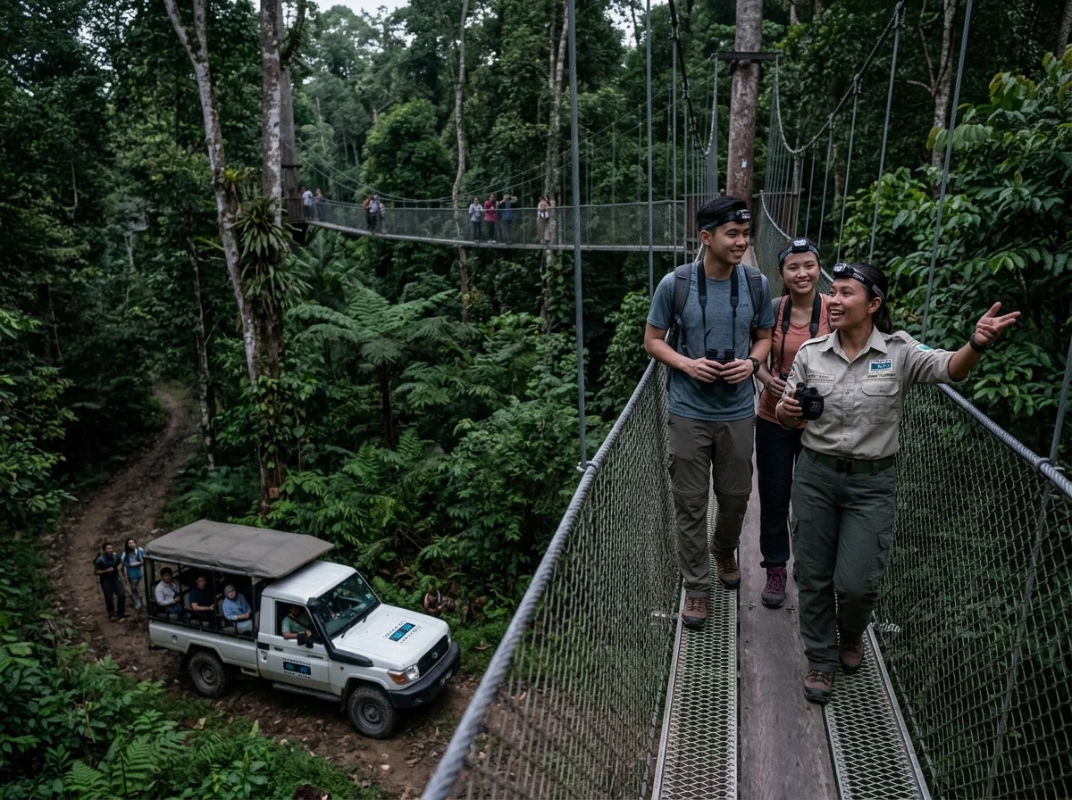 Canopy walkway dan night drive di Danum Valley