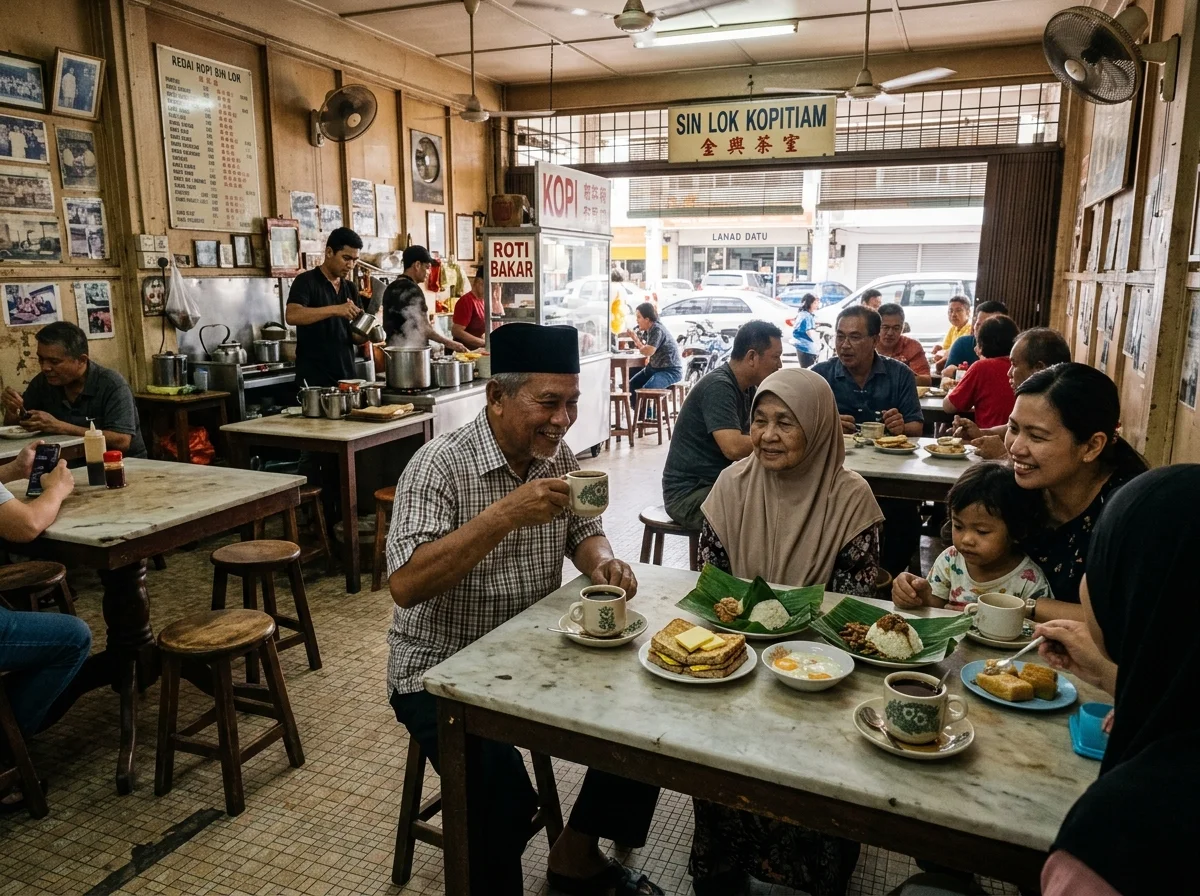 Kedai kopi tradisional di pusat bandar Lahad Datu