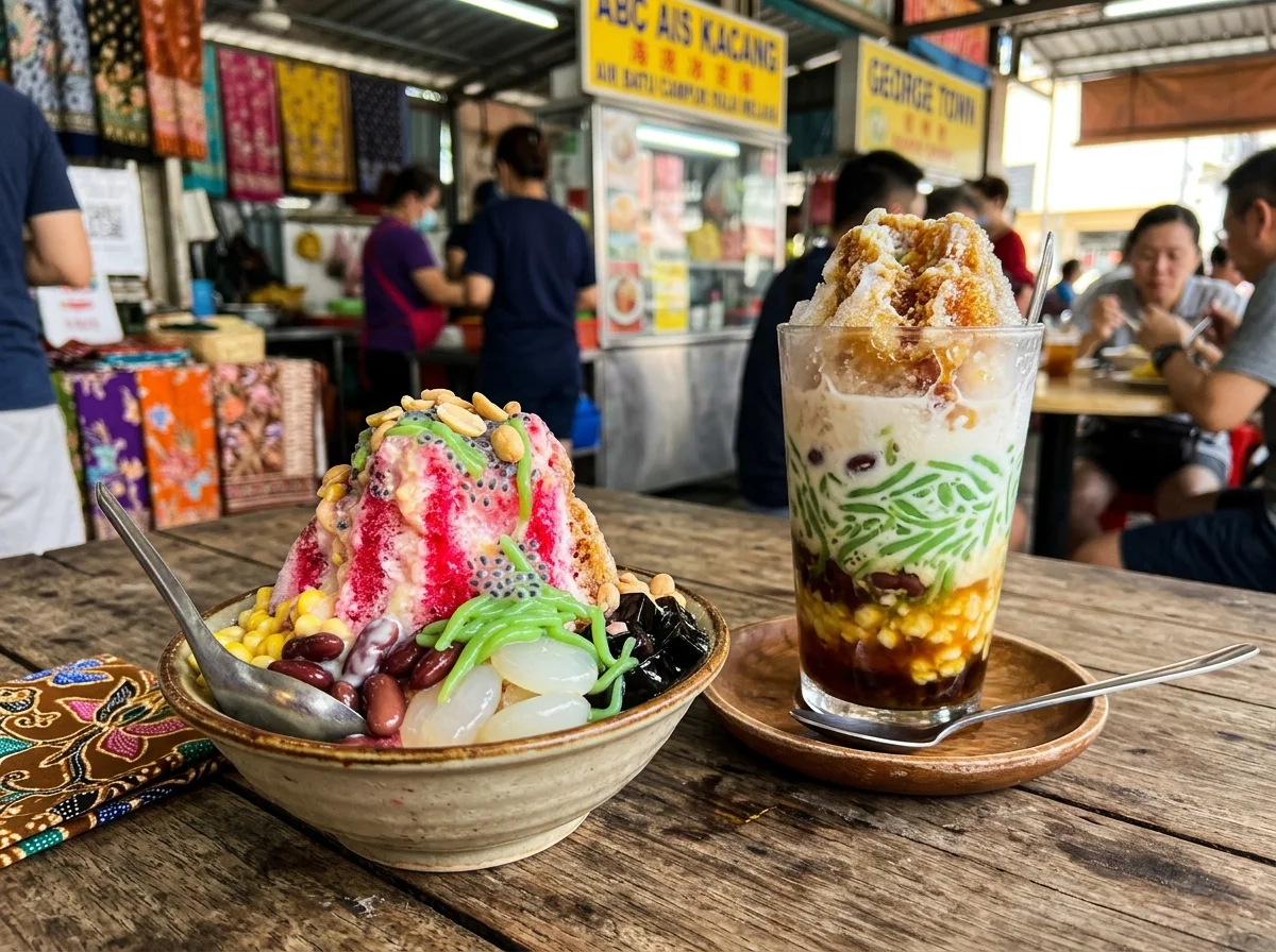 ABC ais kacang dan cendol dengan pelbagai topping