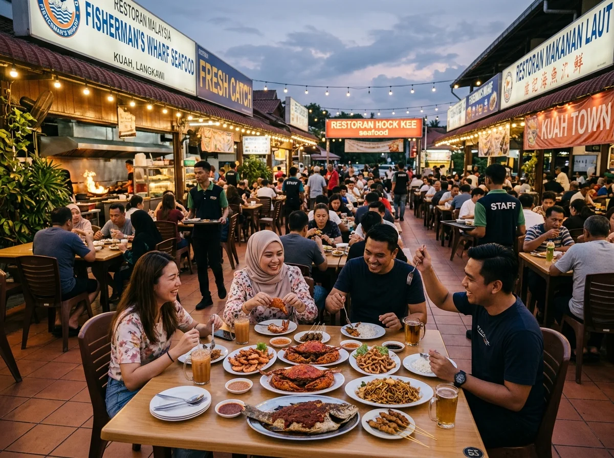 Restoran makanan laut terbuka di Kuah Langkawi