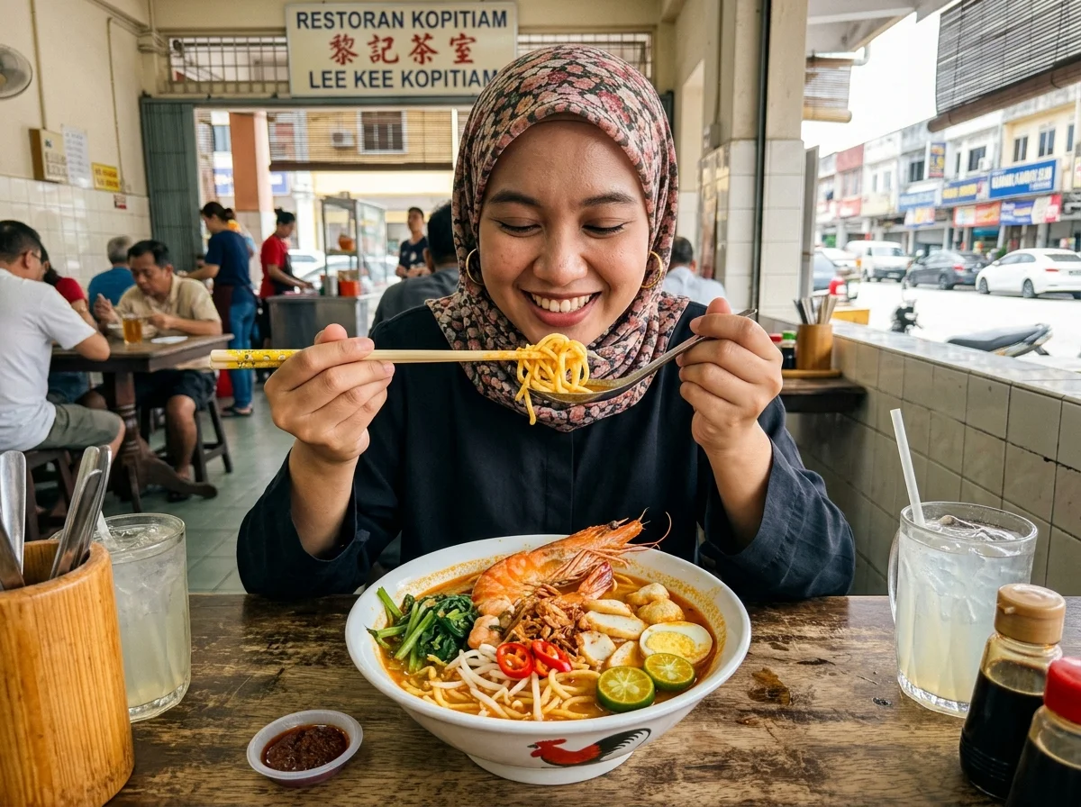Semangkuk mee udang di kedai kopi pekan Lumut