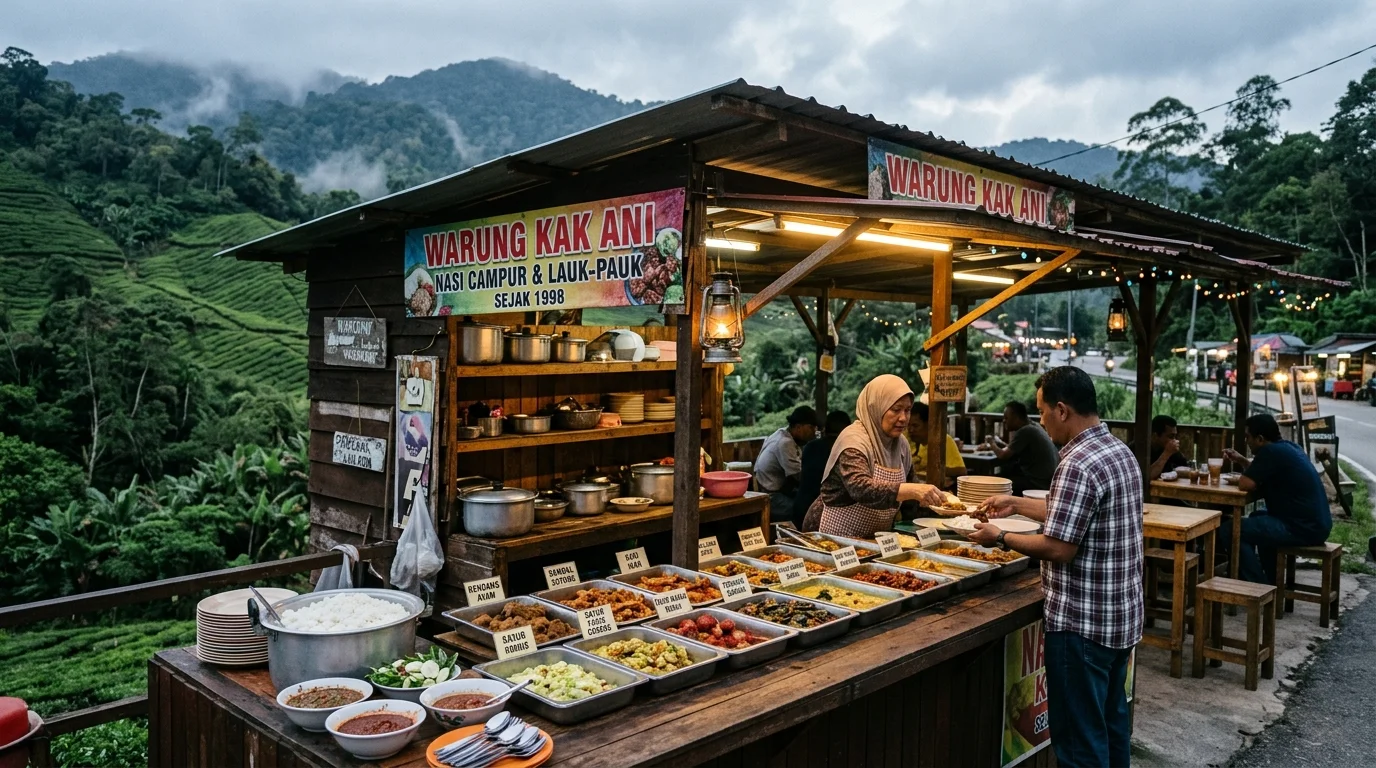 Warung nasi campur tepi jalan Kundasang