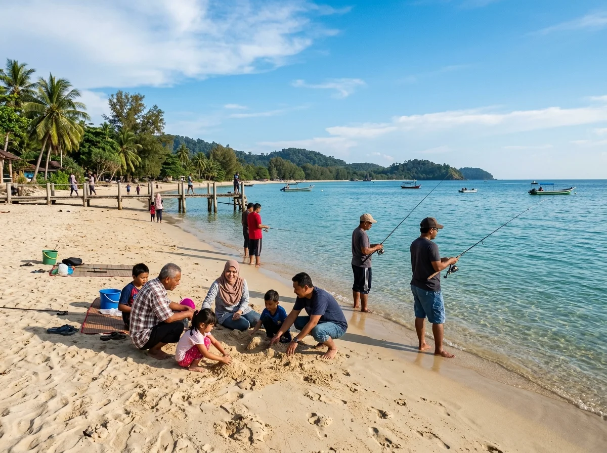 Kanak-kanak bermain air di Pantai Air Papan