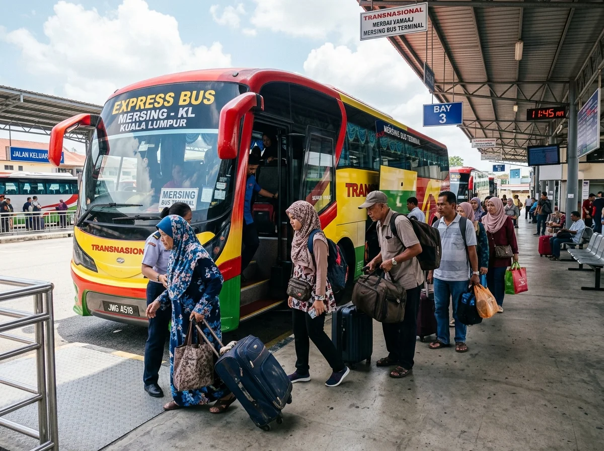 Bas ekspres di Terminal Bas Mersing