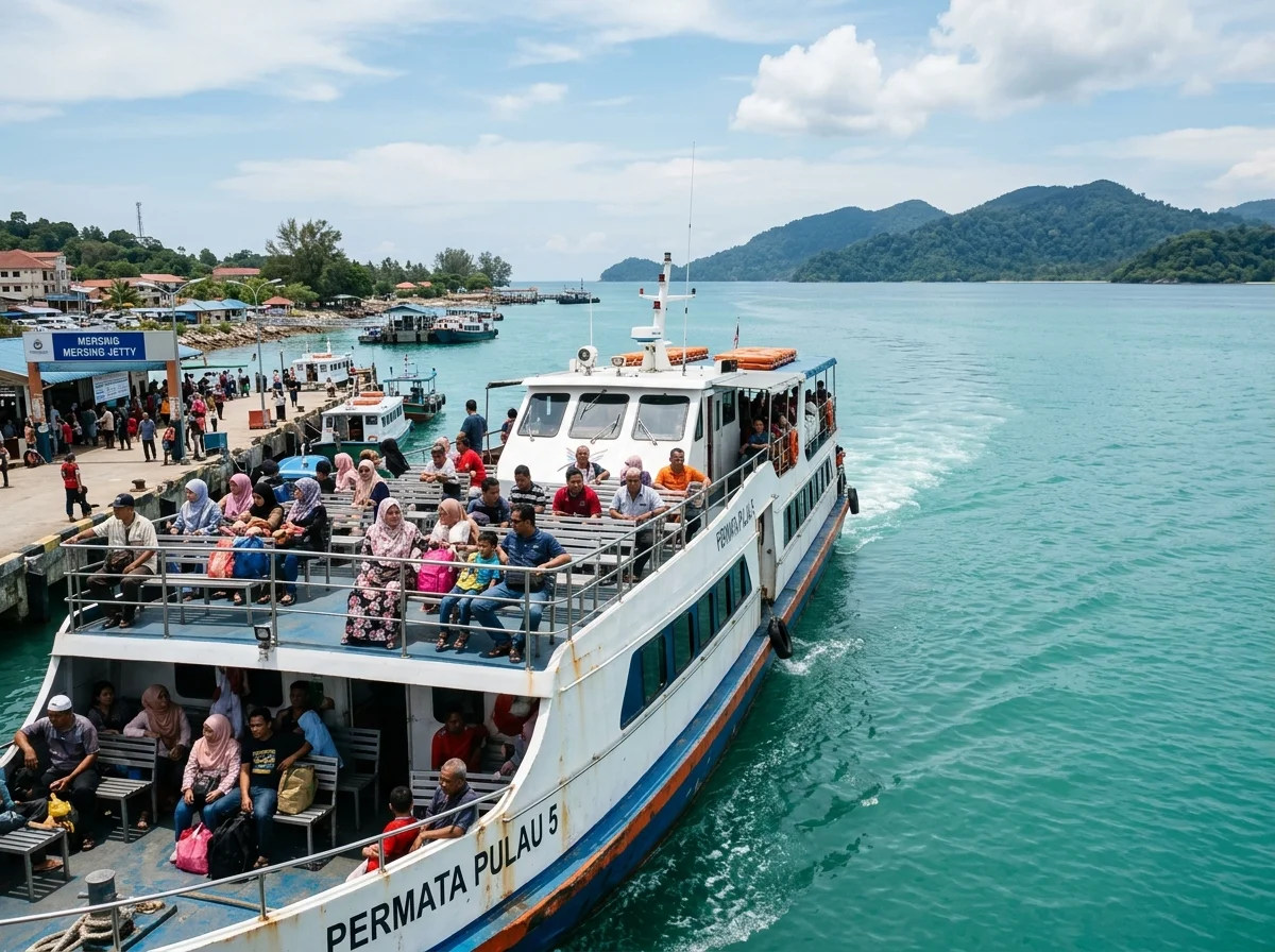Feri berlepas dari Jeti Mersing ke pulau