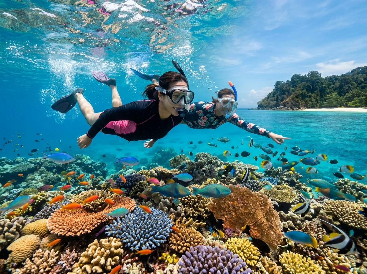 Snorkeling di terumbu karang pulau Mersing