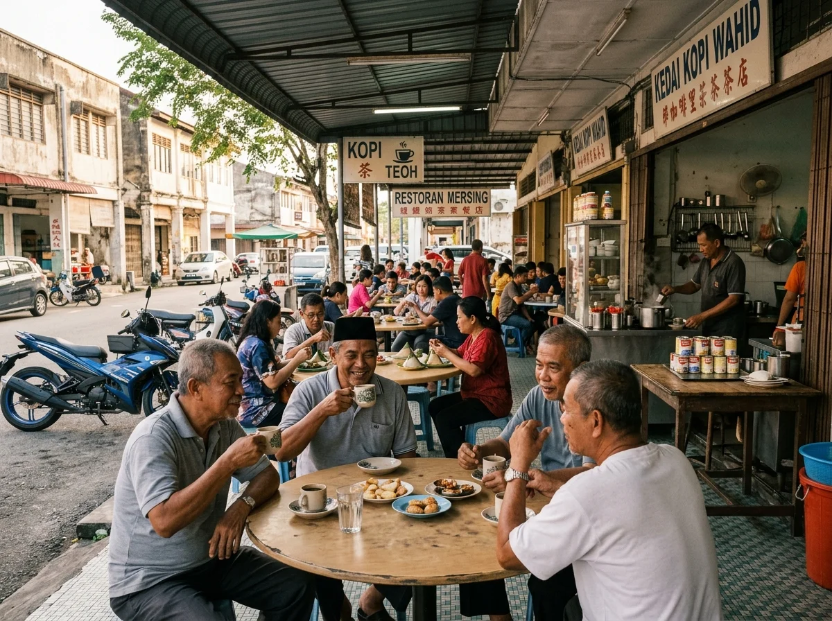 Kedai kopi dan gerai di pekan Mersing