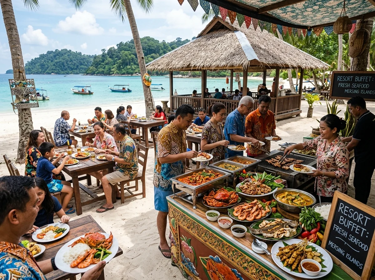 Hidangan makanan di resort pulau Mersing